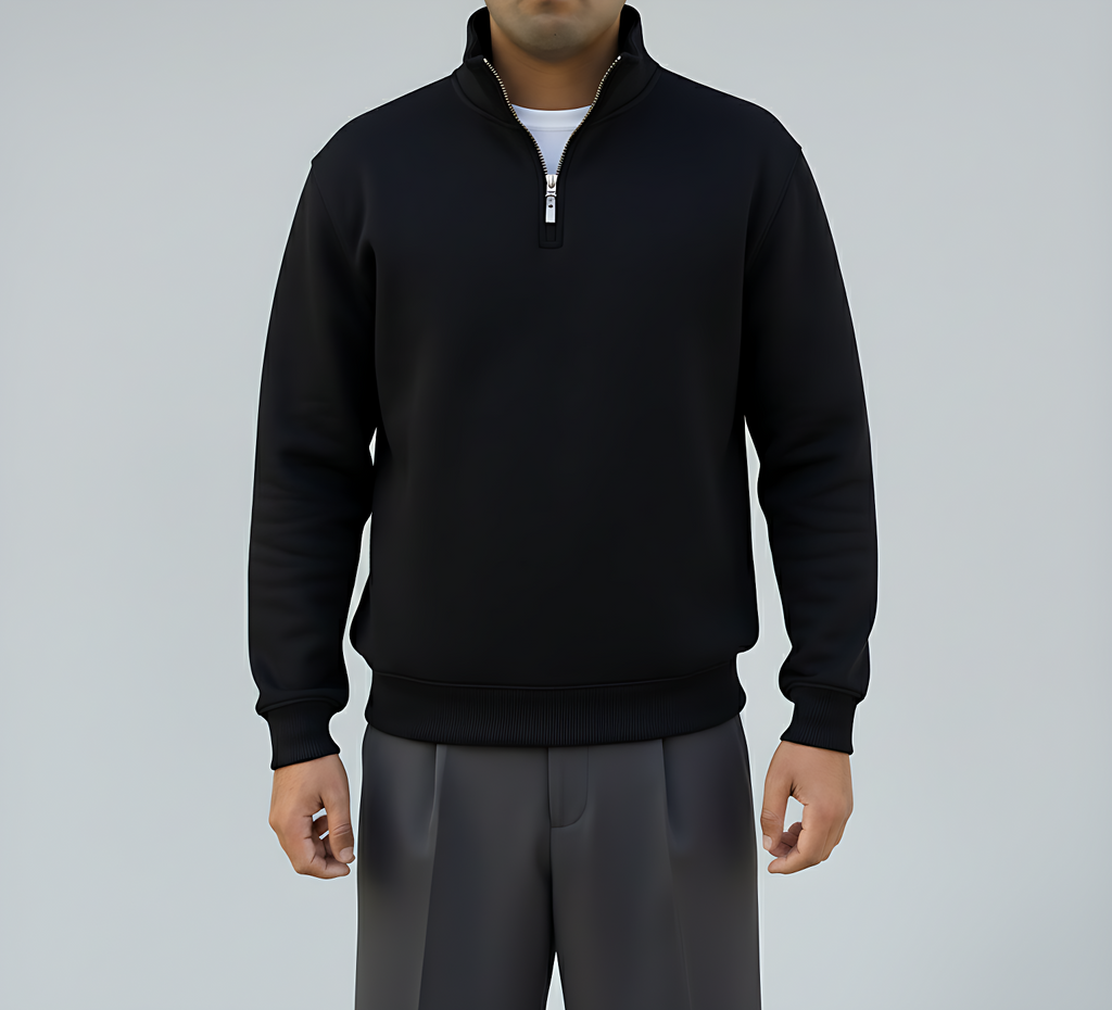 Quarter Zipper Sweatshirt - Black (Unisex)