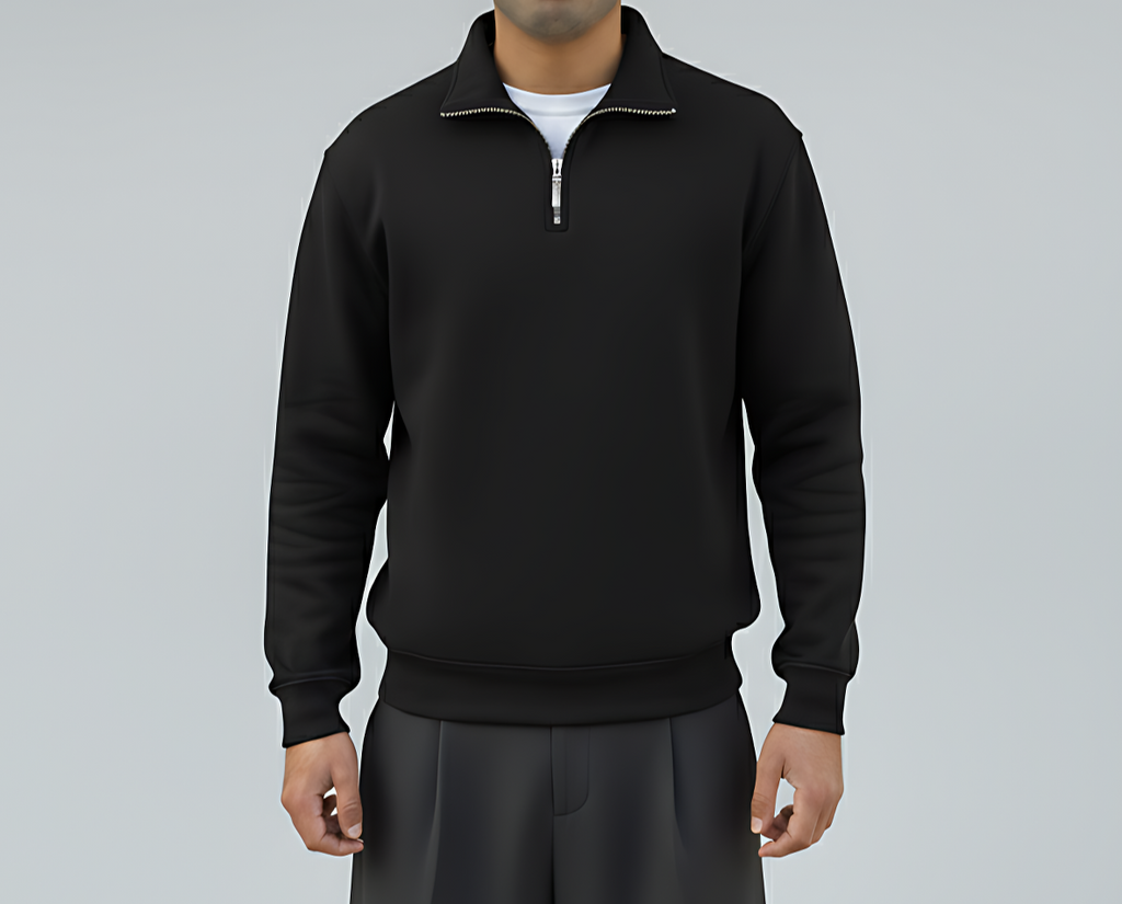 Quarter Zipper Sweatshirt - Black (Unisex)