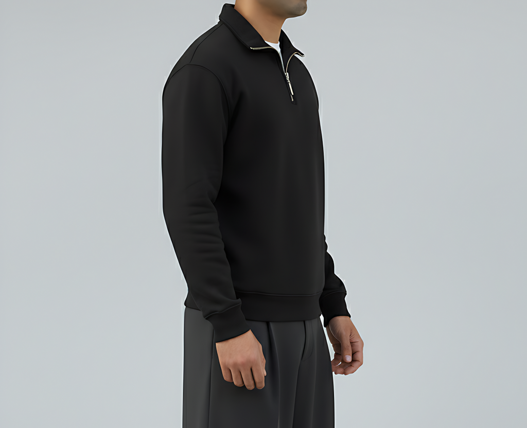 Quarter Zipper Sweatshirt - Black (Unisex)