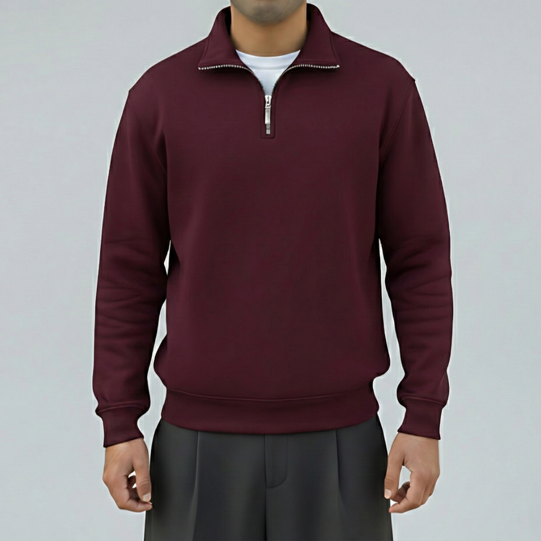 Quarter Zipper Sweatshirt - Burgundy (Unisex)