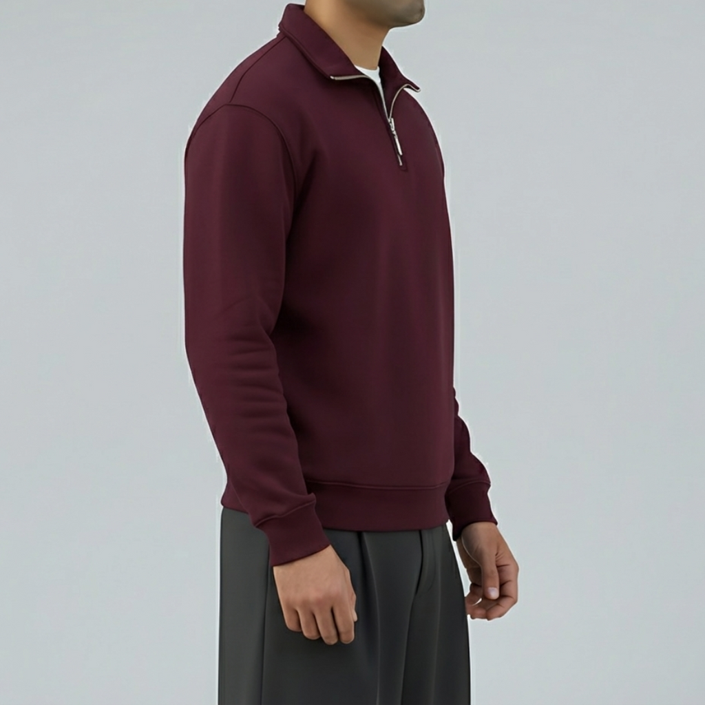 Quarter Zipper Sweatshirt - Burgundy (Unisex)