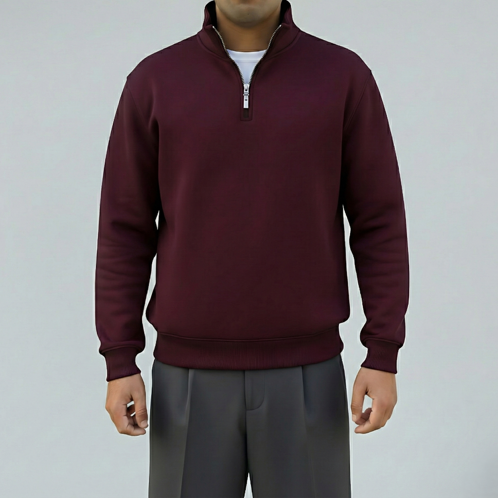 Quarter Zipper Sweatshirt - Burgundy (Unisex)
