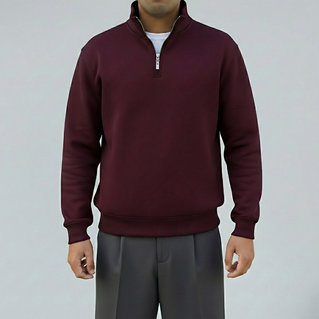 Quarter Zipper Sweatshirt - Burgundy (Unisex)