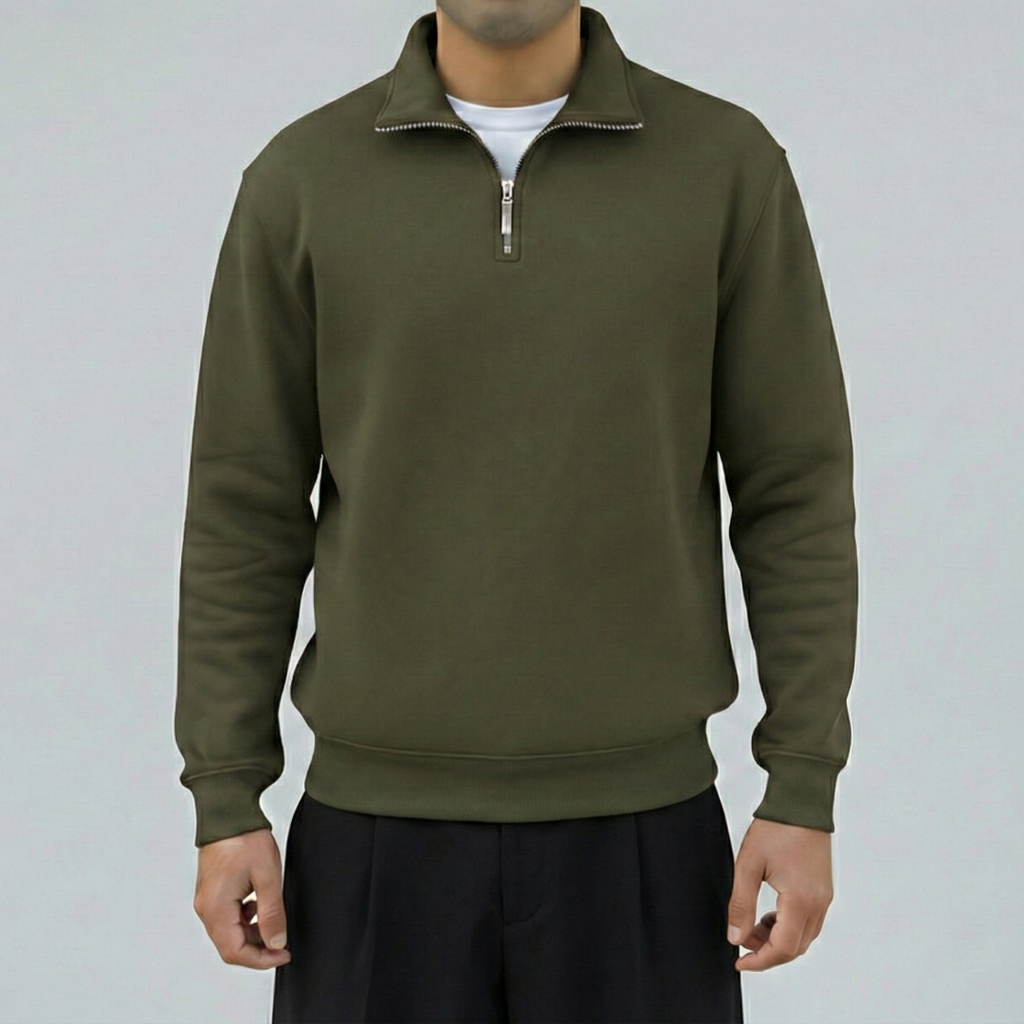 Quarter Zipper Sweatshirt - Olive (Unisex)