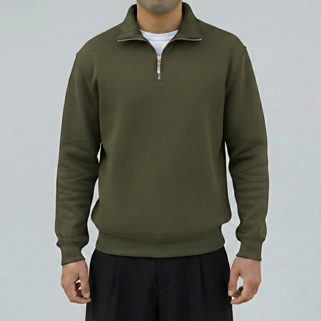 Quarter Zipper Sweatshirt - Olive (Unisex)