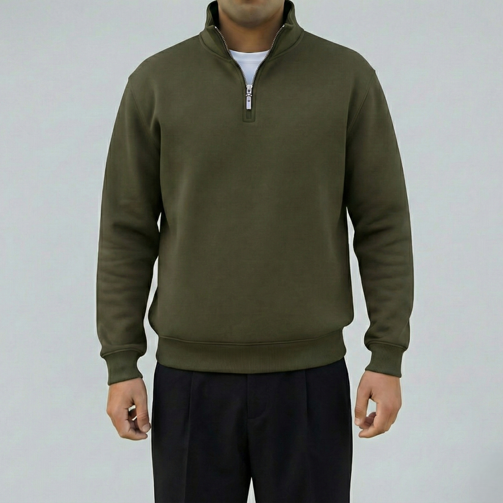 Quarter Zipper Sweatshirt - Olive (Unisex)