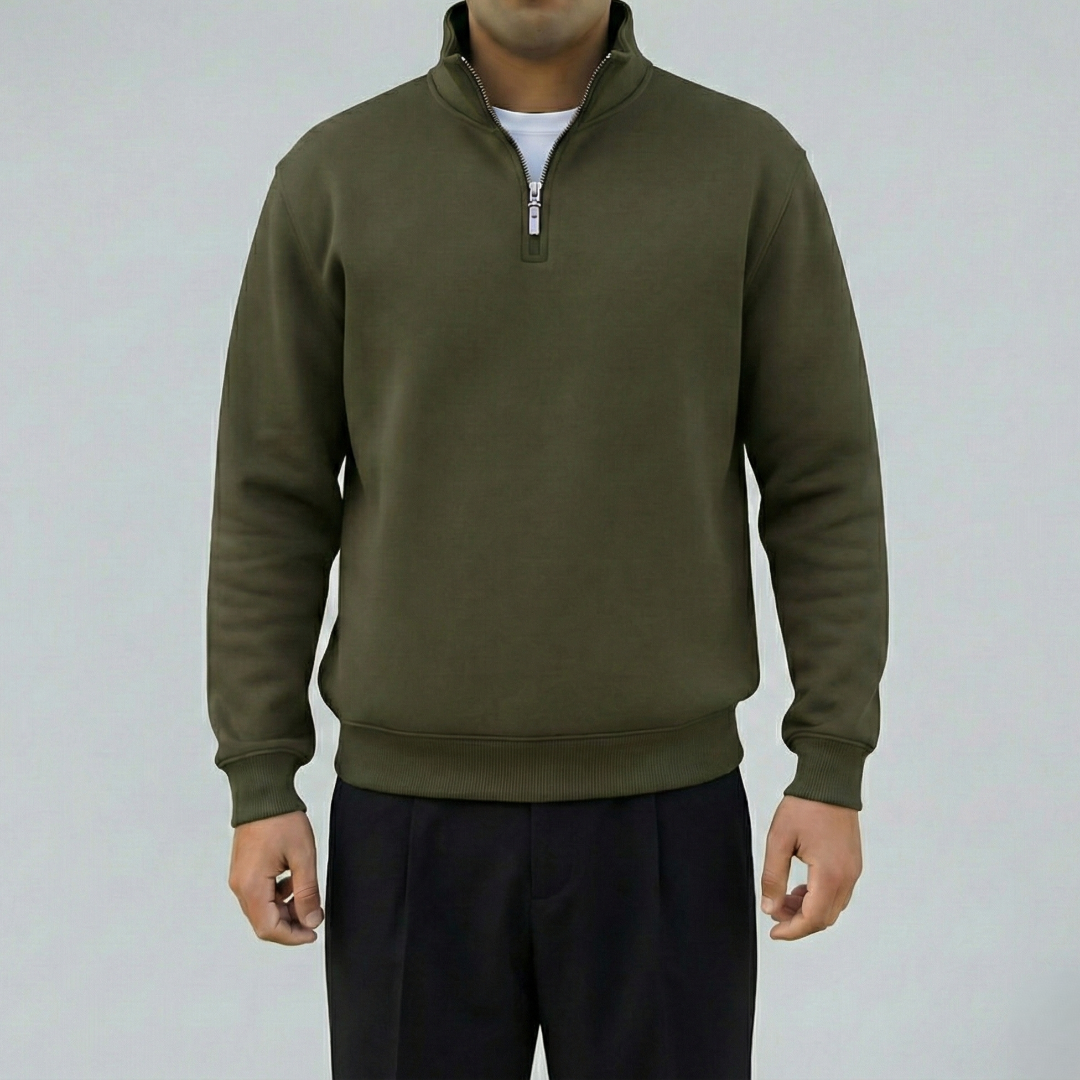 Quarter Zipper Sweatshirt - Olive (Unisex)