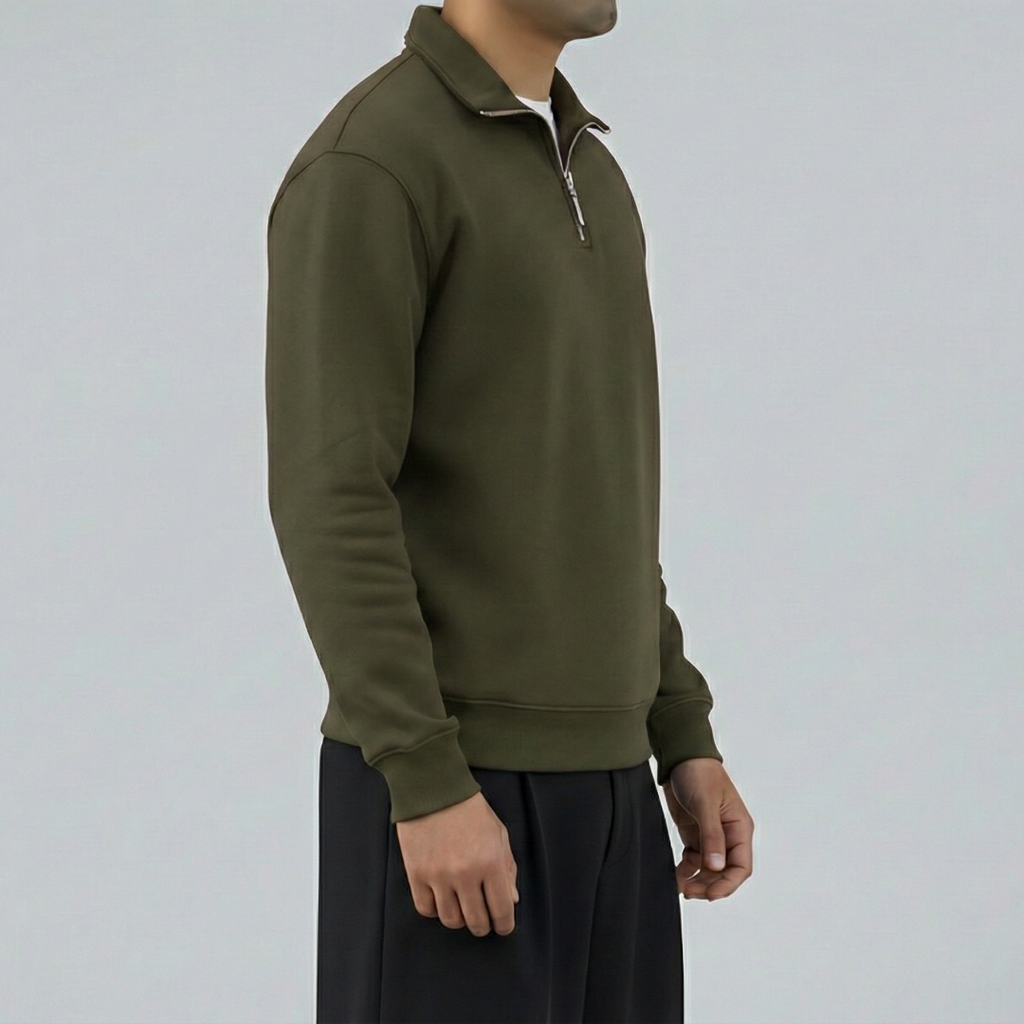 Quarter Zipper Sweatshirt - Olive (Unisex)