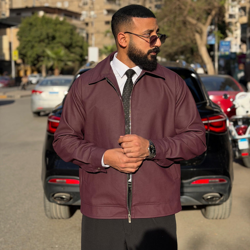 Libre Leather Jacket - Burgundy (Unisex)