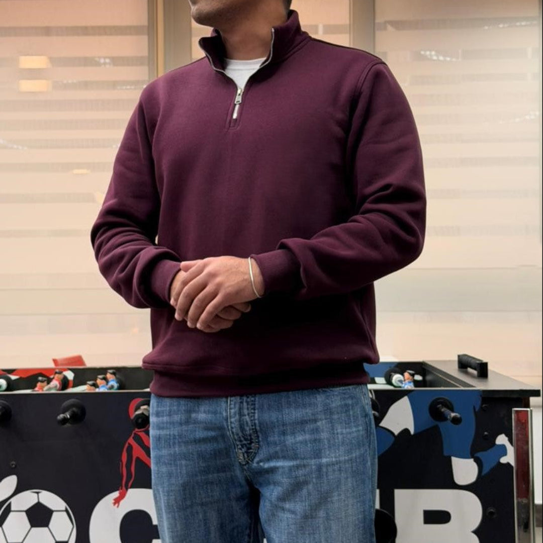 Quarter Zipper Sweatshirt - Burgundy (Unisex)